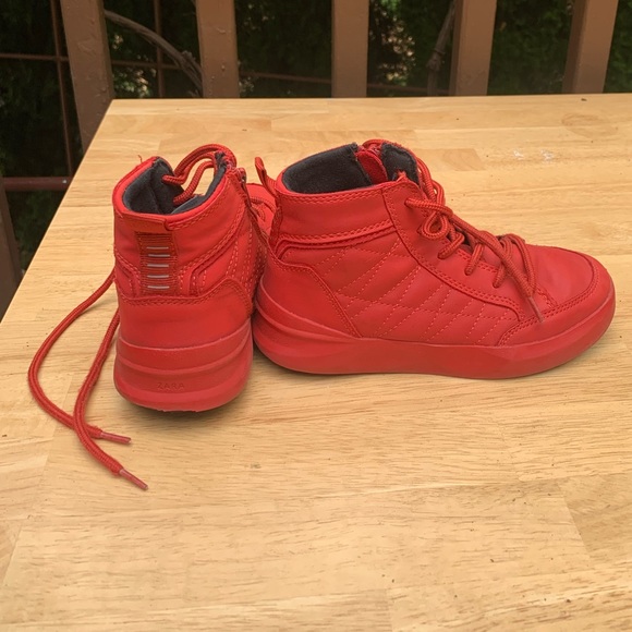 Zara small boy red shoes hi top size 30 - Picture 5 of 13